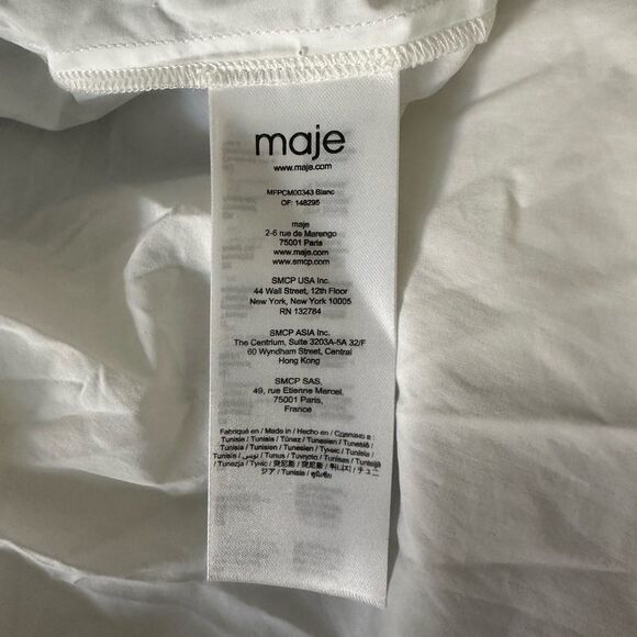 Maje Cipaje Jacquard Contrast Womens 100% Cotton Button Down Shirt- White large - Picture 9 of 12